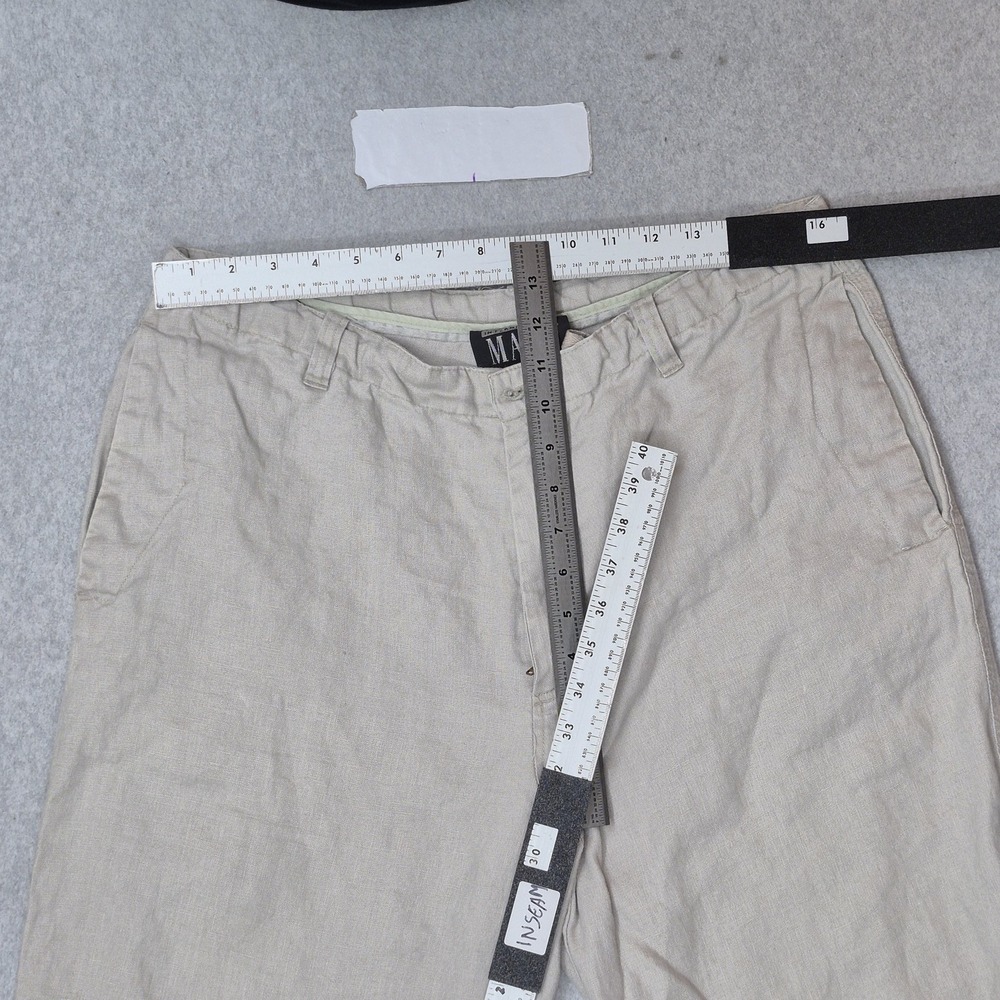 International Male Men Pants 34 Beige Linen Dress Pants Button 30" Inseam - Picture 9 of 14